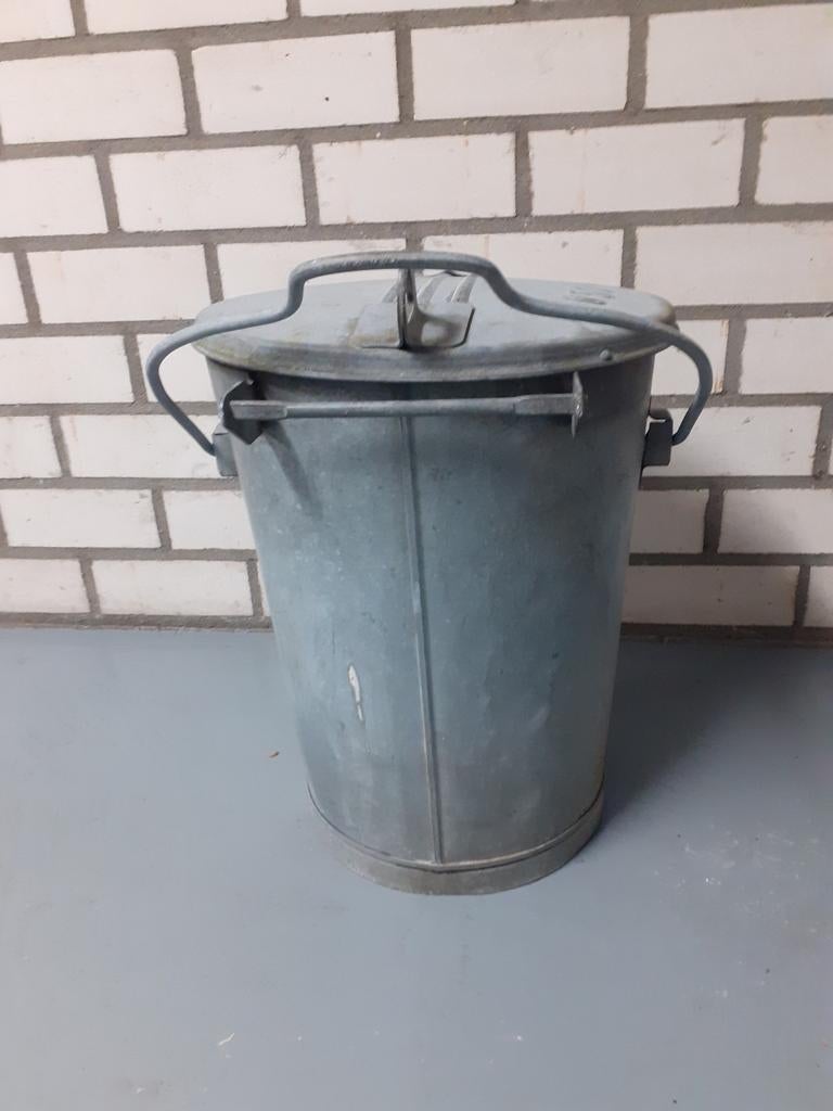 Zinken vuilnisemmer vuilnisbak afvalemmer afvalbak prullebak, Ophalen, Zo goed als nieuw, Minder dan 50 cm
