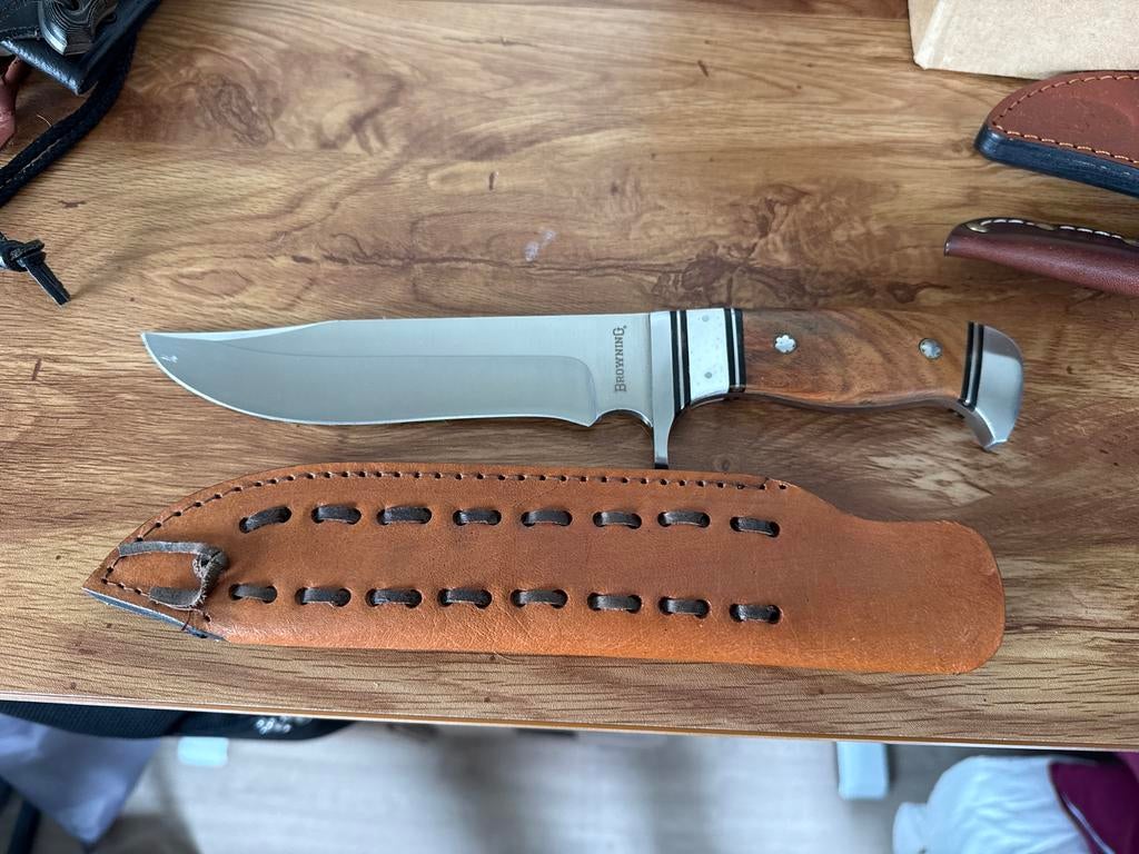 Browning Jachtmes - Model 588 met Leren Schede, Ophalen of Verzenden, Zo goed als nieuw