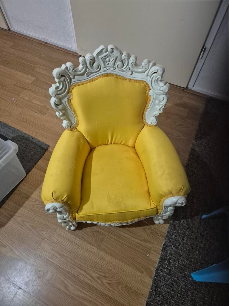 Unieke Barok Kinderstoel - Geel met Wit, Ophalen of Verzenden, Gebruikt, Overige typen