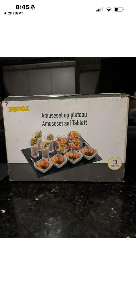 Xenos Amuseset op plateau - 1 schaaltje mist, Ophalen of Verzenden, Zo goed als nieuw, Glas, Overige typen