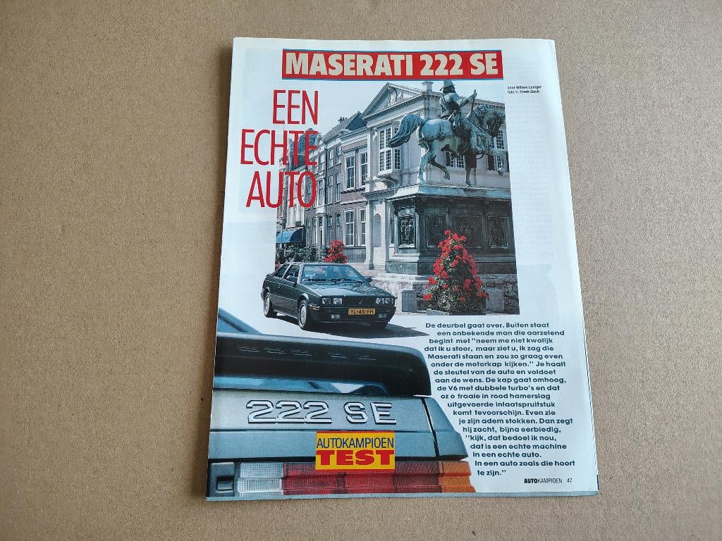 Auto Test (uit oud tijdschrift) Maserati 222SE (1990), Verzenden, Gelezen