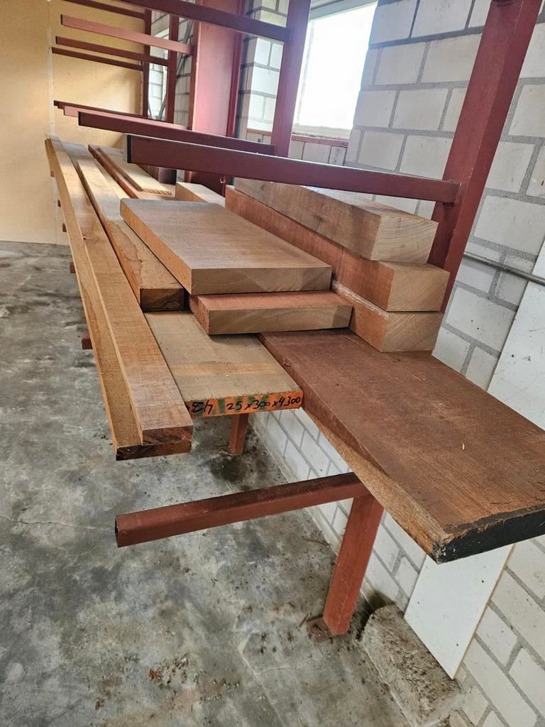 Kozijnhout merantie hardhout, Doe-het-zelf en Verbouw, Ophalen, Minder dan 25 mm, Nieuw, Plank