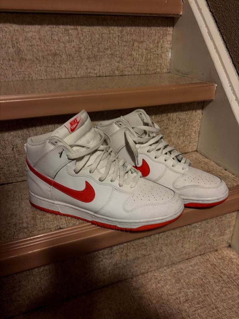 Nike Dunk High Maat 45, Ophalen of Verzenden, Gedragen, Wit, Sneakers of Gympen