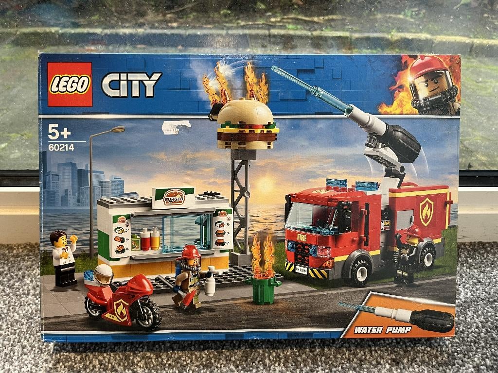 Lego City 60214 Burger Bar Fire Rescue, Ophalen of Verzenden, Gebruikt, Complete set, Lego