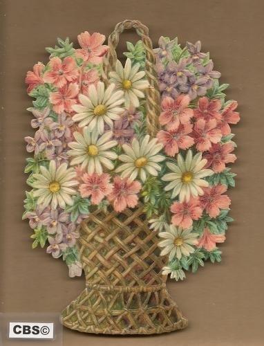 Mand met margrietjes & duizendschoon poezieplaatjes 5082, Ophalen of Verzenden