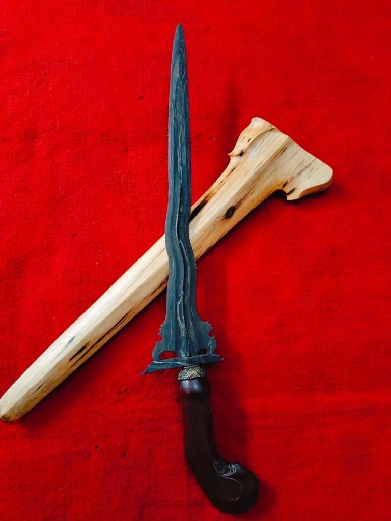 Antieke Keris Sepang 3 Luk Majapahit Pamor Ceprit Kris SUV68, Antiek en Kunst, Kunst | Niet-Westerse kunst, Verzenden