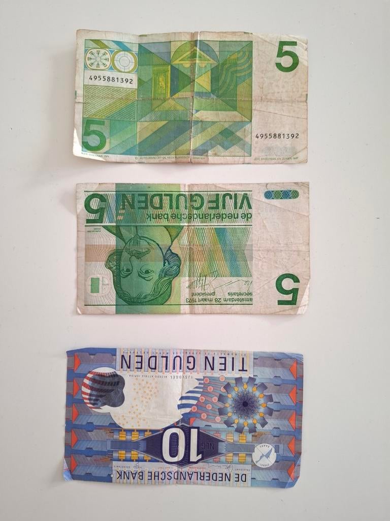 Briefje van 10 gulden en 2 briefjes 5 gulden, Ophalen of Verzenden, 10 gulden