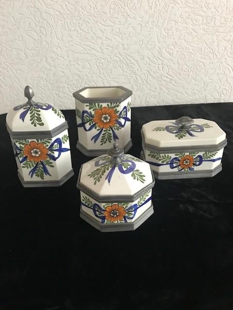 4 prachtige potten van Focke & meltzer/ porcelein met tin, Ophalen of Verzenden