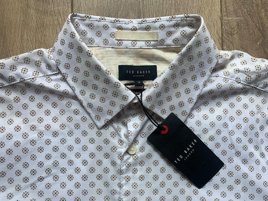 Ted Baker Overhemd wit print regular fit maat 3= M/48, Kleding | Heren, Overhemden, Nieuw, Halswijdte 38 (S) of kleiner, Wit, Verzenden