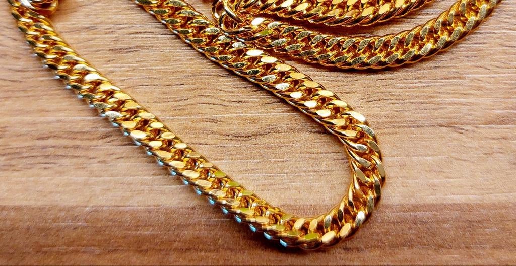 Prachtige korte doublé halsketting - 43cm, glimmend, Ophalen of Verzenden, Nieuw, Goud, Overige materialen