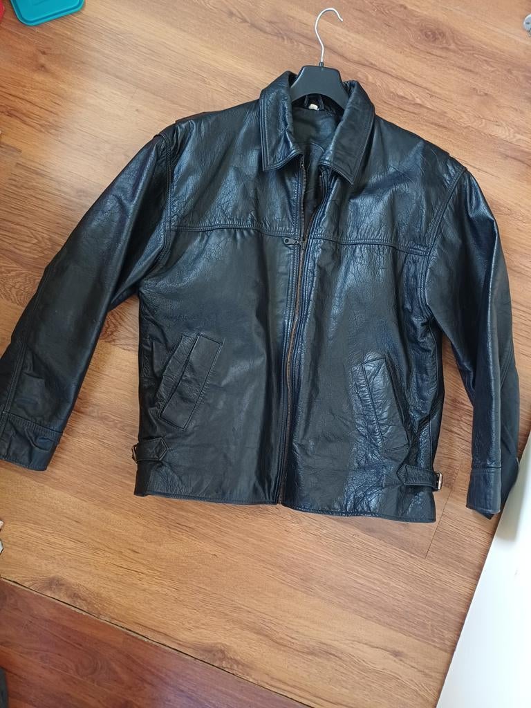 Zwart vintage leren jas maat L, Ophalen of Verzenden, Zo goed als nieuw, Zwart