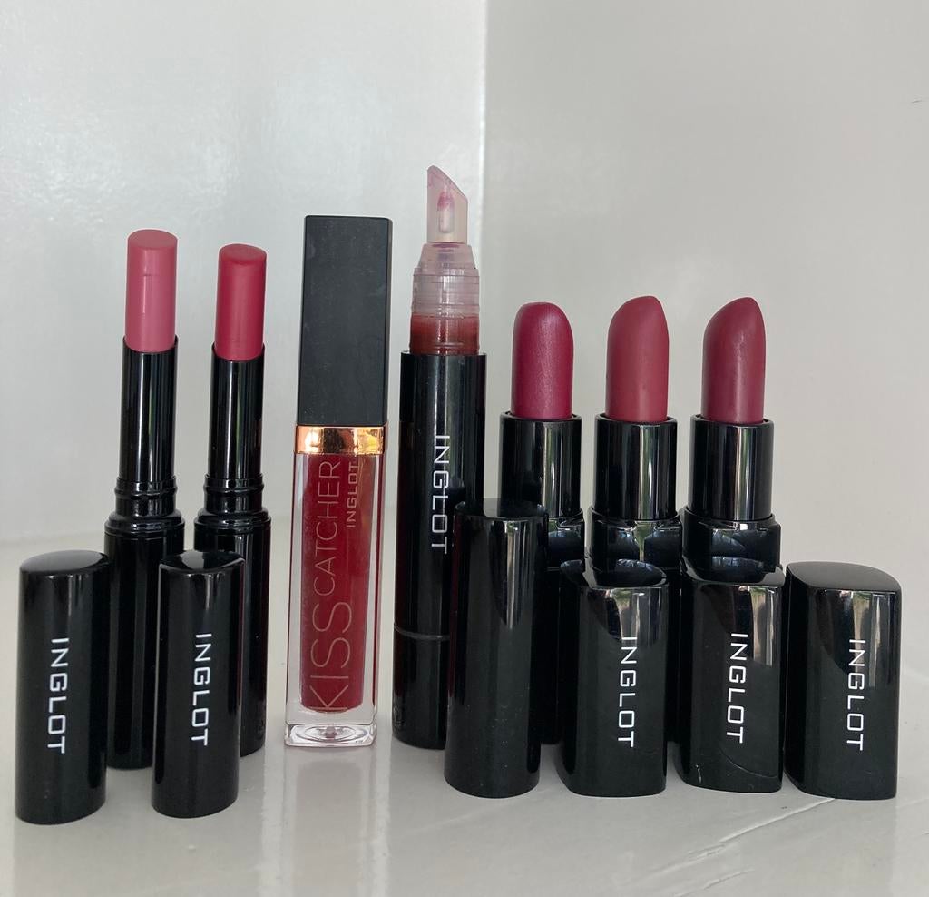 7 stuks lipstick & lipgloss van INGLOT Z.G.A.N, Ophalen of Verzenden, Zo goed als nieuw, Roze, Lippen