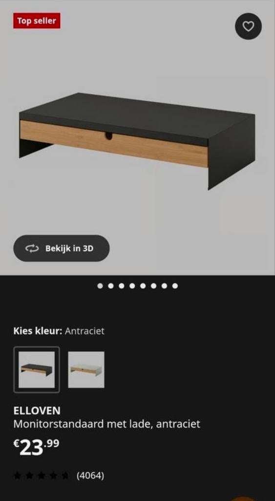 Monitorstandaard met lade, antraciet, Ophalen