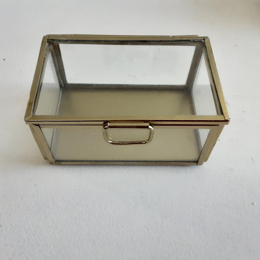 Brocante  messing sieraden doosje/ vitrinekastje, Ophalen