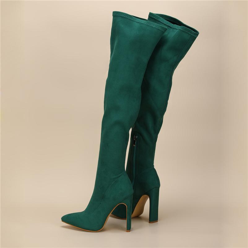 Groene dames overknee stretch laarzen vrouwen hoge over knie, Verzenden, Nieuw, Groen, Hoge laarzen