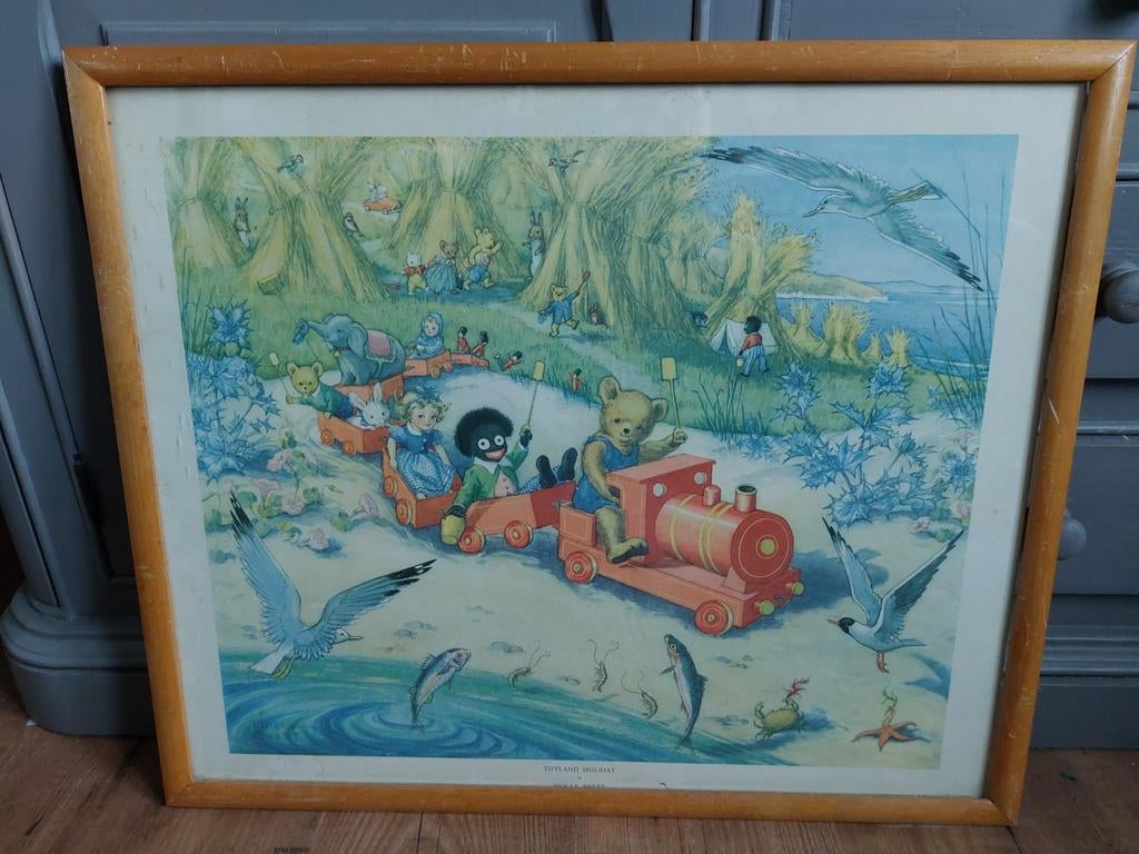 Toyland Holiday Molly Brett print 1957 in houten lijst, Ophalen