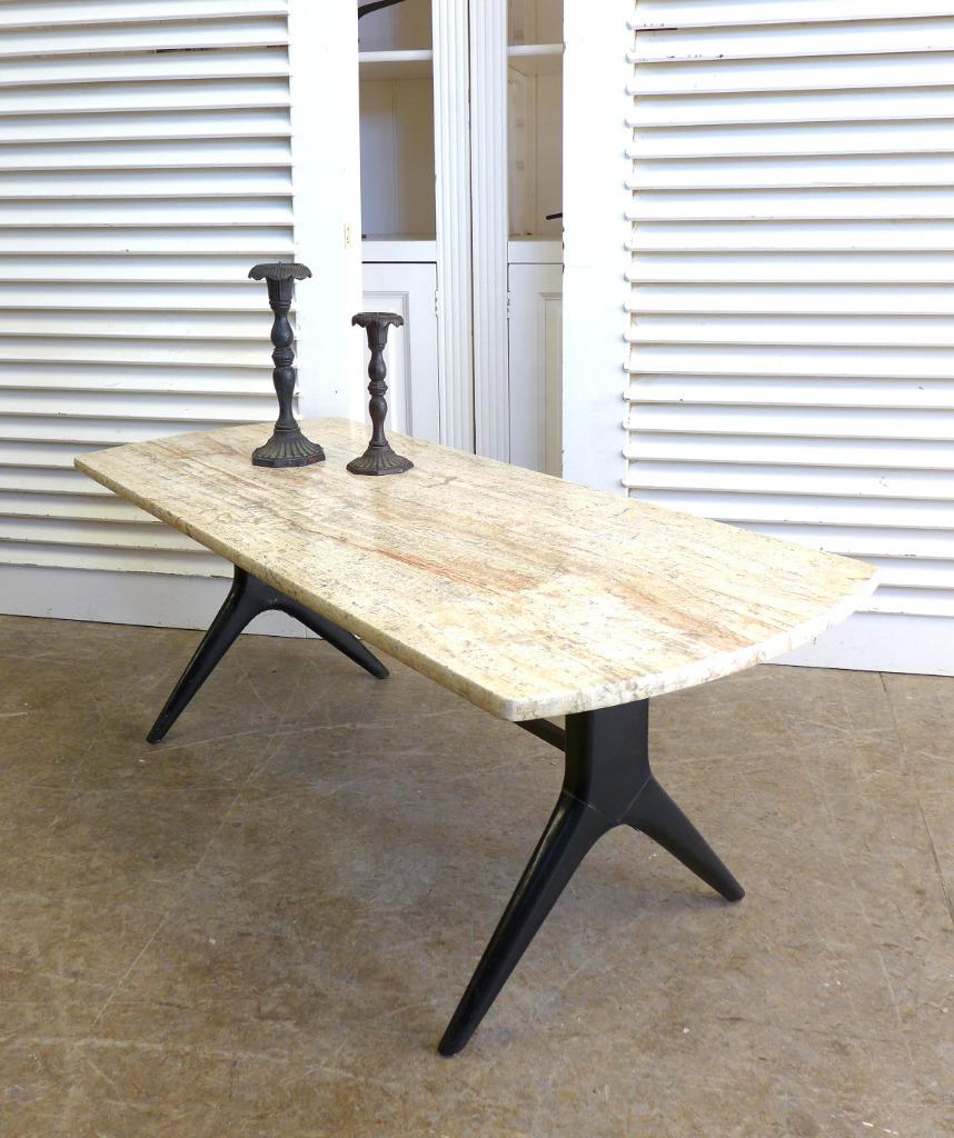 Prachtige retro vintage midcentury travertin salontafel, Gebruikt, 100 tot 150 cm, ?, Overige materialen