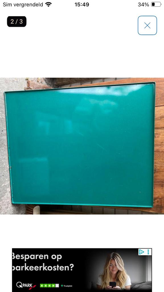 Groot stalen magneetbord, 100x80 cm, kleur groen, Ophalen of Verzenden, Zo goed als nieuw, Overige typen