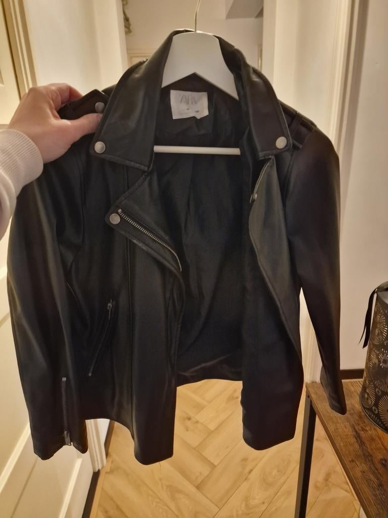Zara Meisjes Bikerjack Zwart - Maat 140, Meisje, Ophalen of Verzenden, Zo goed als nieuw, Jas