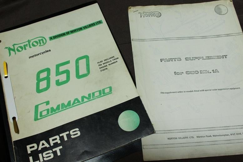 Norton 850 Commando 1973 motorcycle parts list + 750cc, Motoren, Ophalen of Verzenden, Overige merken