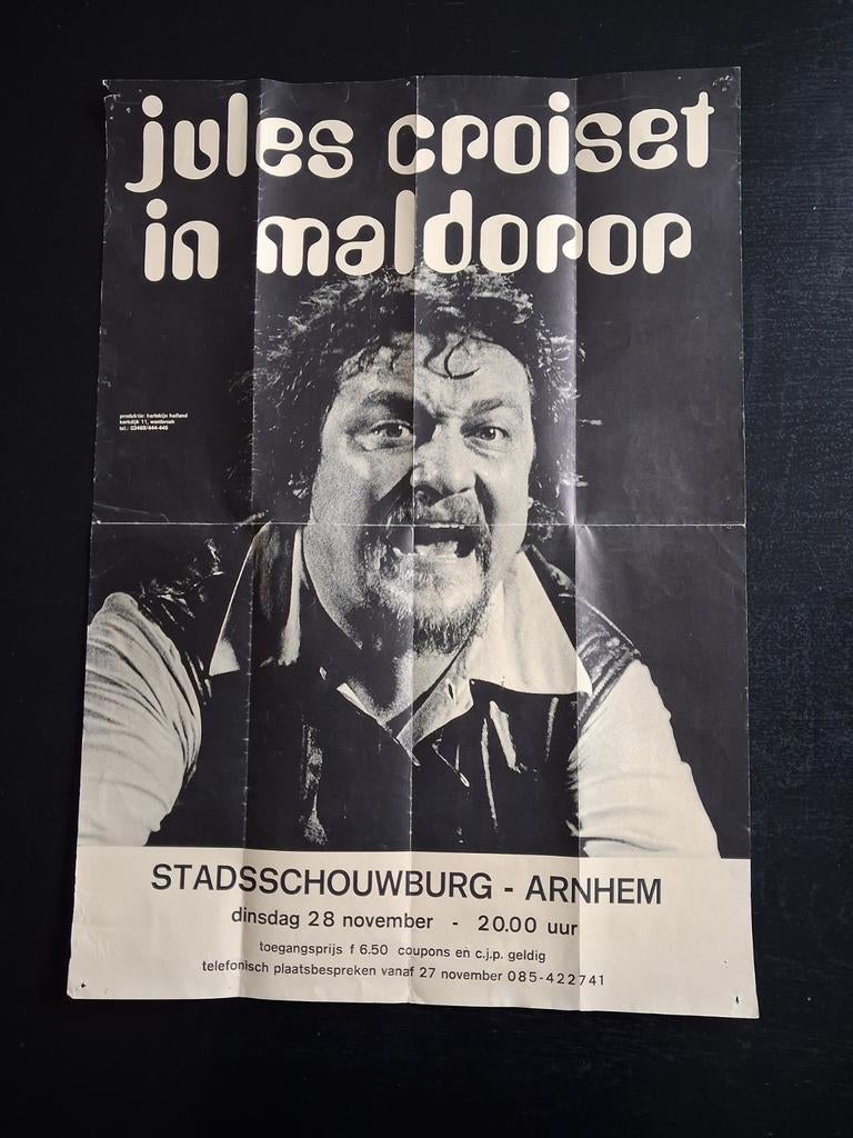 Oude Poster Stadsschouwburg Arnhem. Jules Croiset voorstelli, Ophalen of Verzenden, Gebruikt