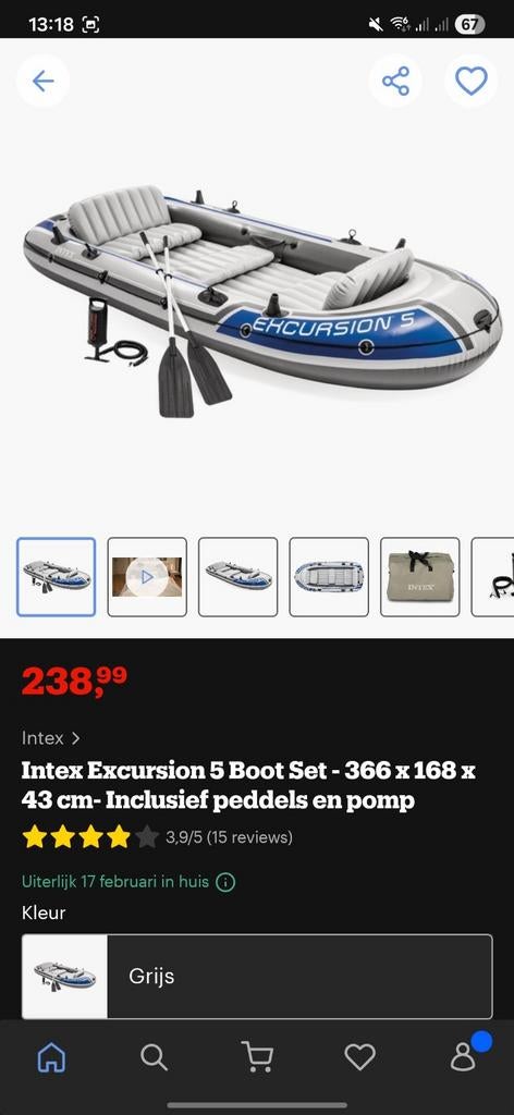 Intex rubberboot + outwave elektrische buitenboordmotor, Opblaasbaar, Drie personen of meer, Overige typen, Ophalen of Verzenden