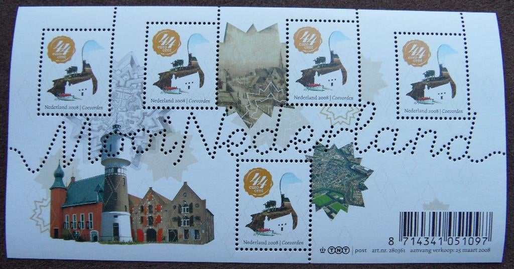 Velletje postzegels –  Mooi Nederland 2008 – Coevorden, Postzegels en Munten, Postzegels | Nederland, Ophalen of Verzenden, Postfris