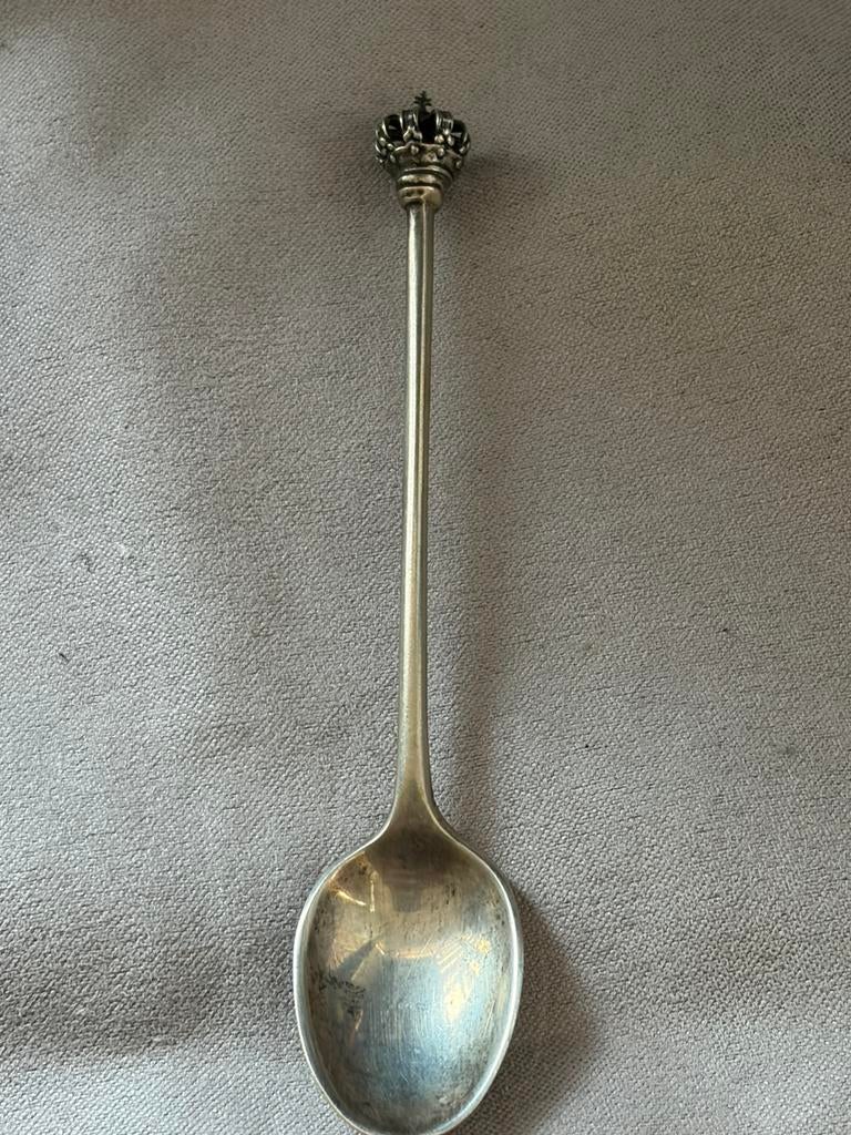 Zilveren lepeltje met kroon koninklijke theelepel, Ophalen of Verzenden, Zilver