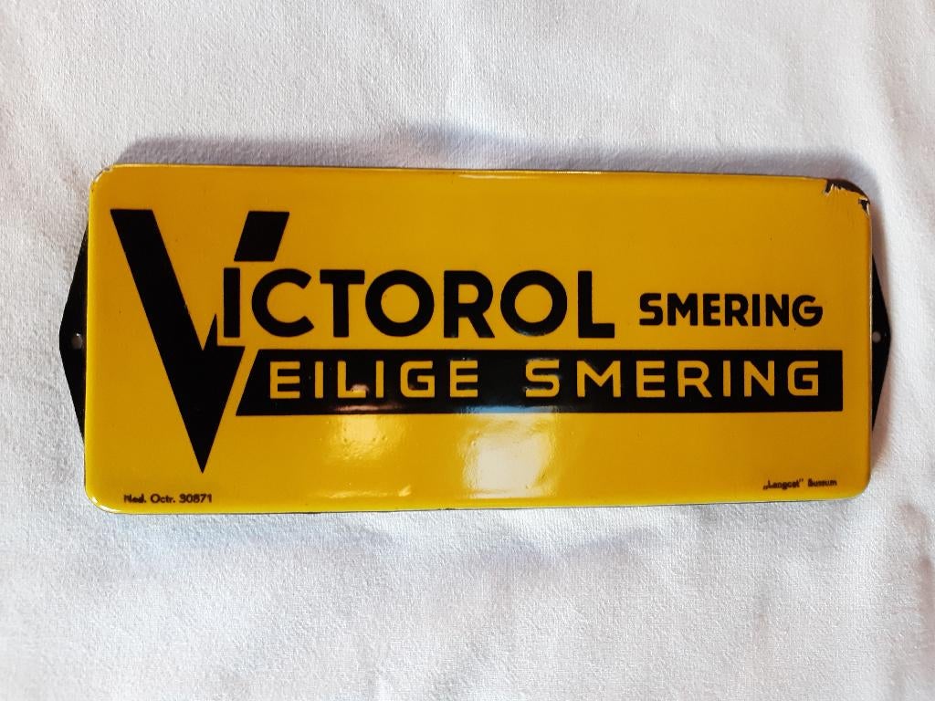 emaille bordje victorol veilige smering langcat, Ophalen of Verzenden