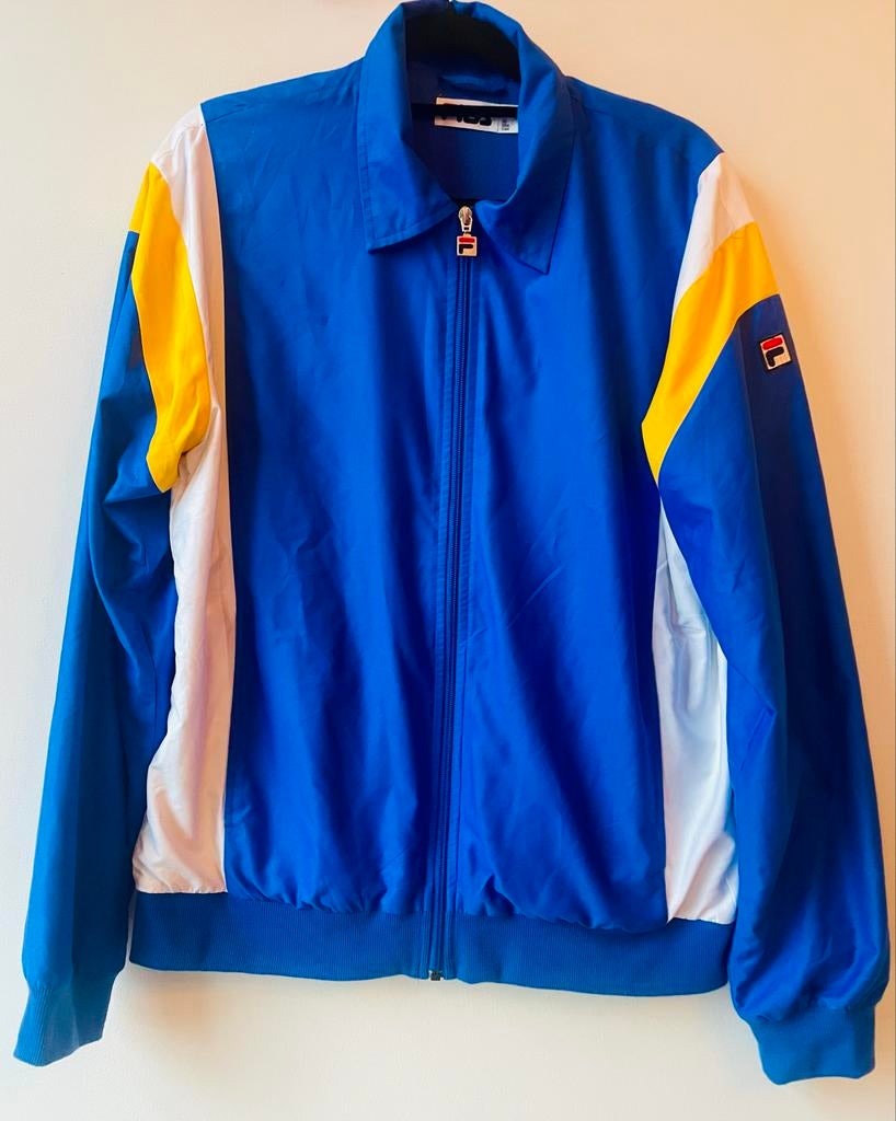 Vintage FILA Jack in Blauw, Wit en Geel, Kleding | Heren, Blauw, Overige maten, Ophalen of Verzenden, Zo goed als nieuw