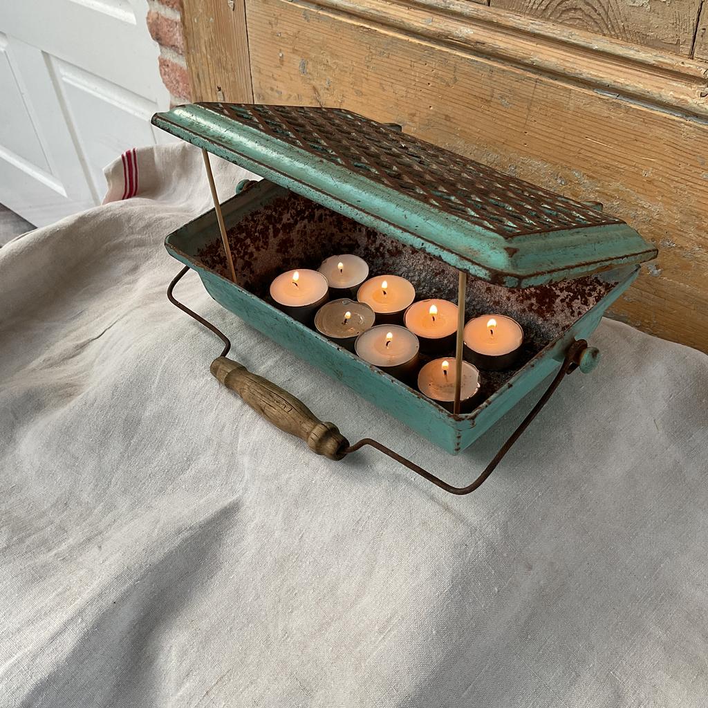 Antiek rechaud, voetenstoofje, gietijzer, prachtige kleur, Ophalen of Verzenden