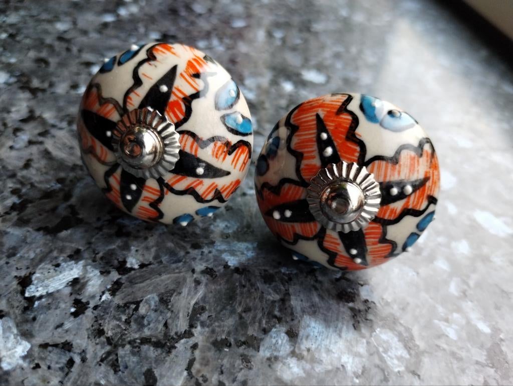 2 Kleurrijke bolle deurknoppen., Ophalen of Verzenden, Nieuw, Overige typen