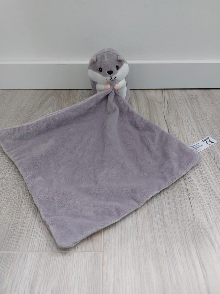 Knuffel knuffeldoekje Zeeman hamster cavia grijs L493, Ophalen of Verzenden, Zo goed als nieuw