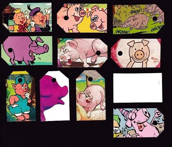 0055) varkens labeltjes, Ophalen of Verzenden, Zo goed als nieuw, Overige typen