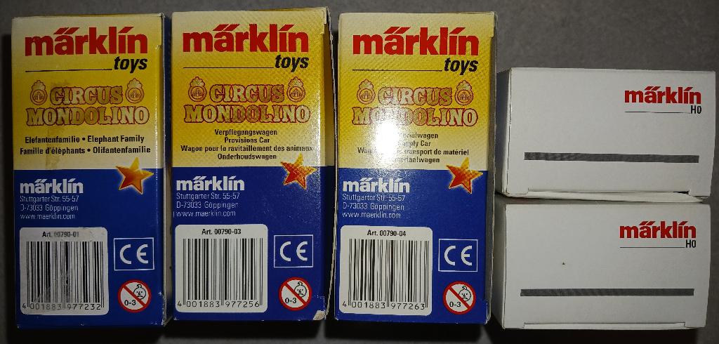 Marklin wagons Circus Mondolino 5 stuks nieuw in ovp, Wisselstroom, Ophalen of Verzenden, Märklin, Nieuw