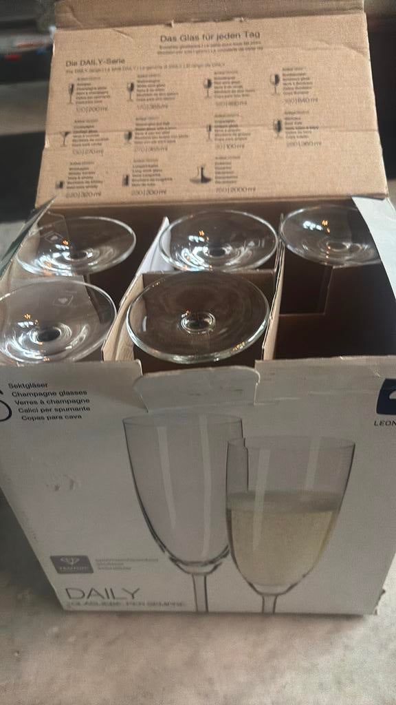 Leonardo daily Sektglas 5 stuks in doos, Verzamelen, Glas en Borrelglaasjes, Ophalen of Verzenden, Zo goed als nieuw, Overige typen