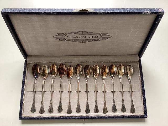 Gero 12 delig koffielepeltjes incl koffer, Antiek en Kunst, Ophalen of Verzenden