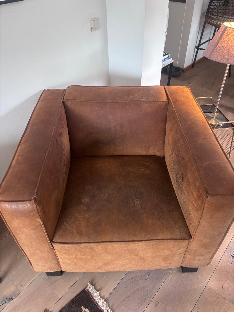 Riviera Maison club chair cognac, Ophalen, Gebruikt, Bruin, Leer