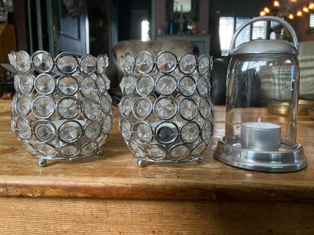 3 Rivièra Maison waxinelichthouders, kandelaars, Ophalen of Verzenden, Zo goed als nieuw