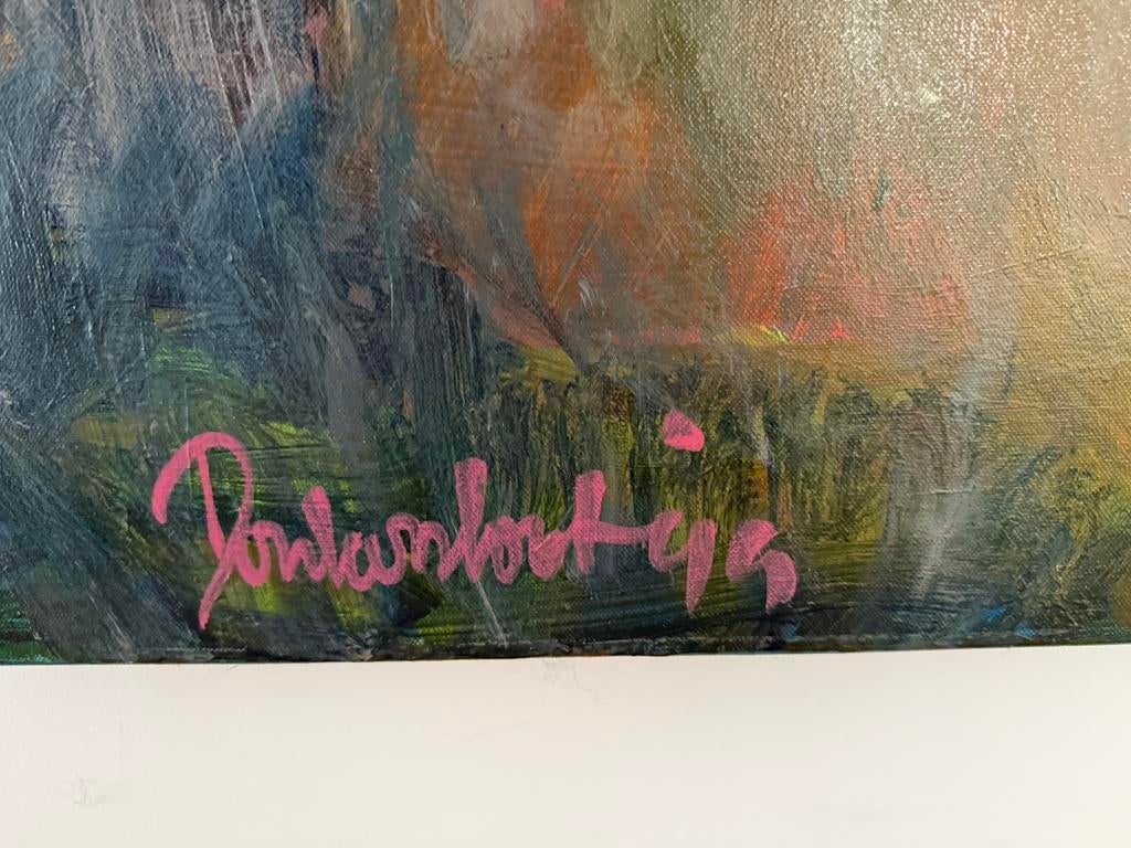 Groot schilderij Donkersloot. 120-200 cm., Antiek en Kunst, Kunst | Schilderijen | Abstract, Ophalen