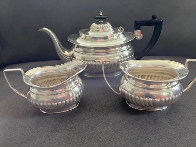 Verzilverd Theeservies, Antiek en Kunst, Antiek | Goud en Zilver, Ophalen of Verzenden