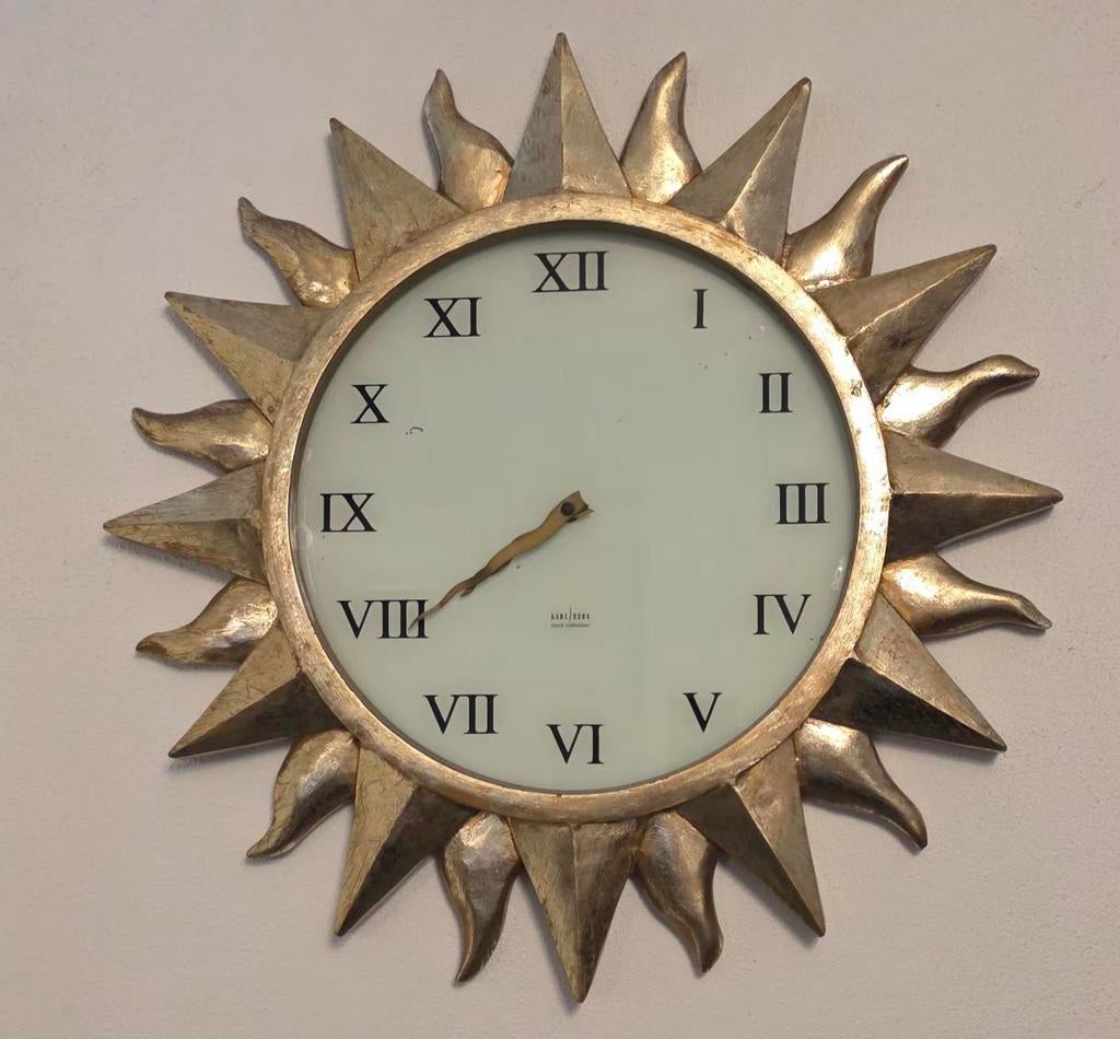 Unieke Karlsson Zonneklok GOLD Regency Vintage, Ophalen of Verzenden, Zo goed als nieuw, Analoog, Wandklok