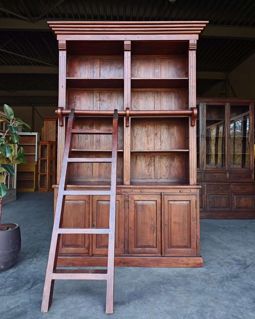 Teak Boekenkast | Hoge Bibliotheekkast Teakhout #0564, Niet ingevuld, 200 cm of meer, 150 tot 200 cm, Niet ingevuld