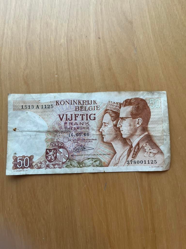 Belgisch biljet 50 Frank 1966 - Koning Boudewijn, Postzegels en Munten, Bankbiljetten | België, Ophalen of Verzenden, Los biljet
