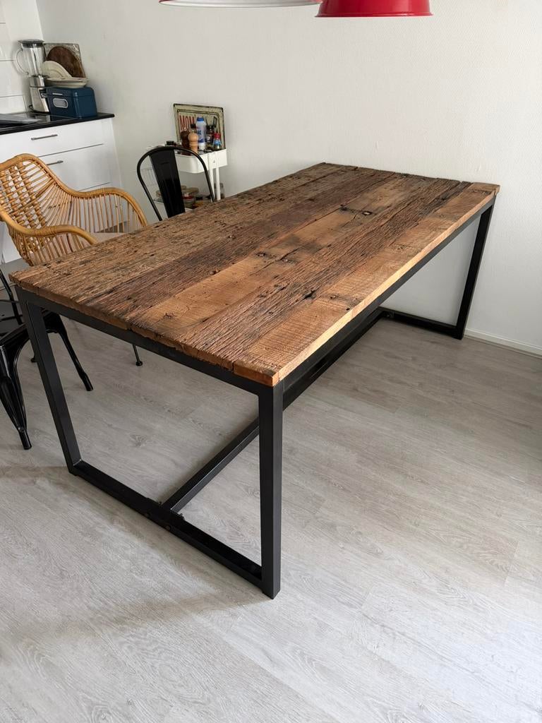 Eettafel - industrieel design (180x90x78cm), Ophalen, 50 tot 100 cm, Zo goed als nieuw, Vijf personen of meer