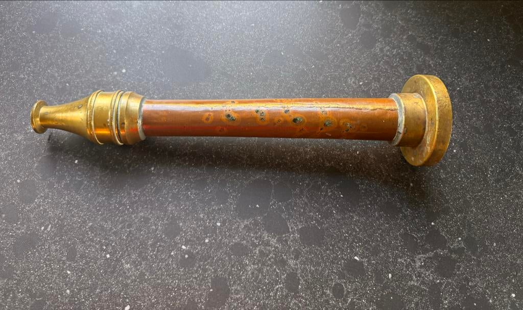 Antieke brandweerspuit van koper en messing, Ophalen of Verzenden, Koper