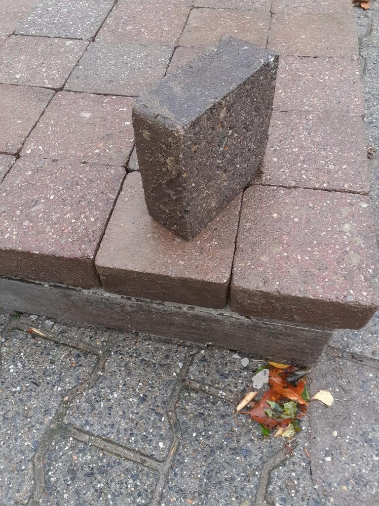 Vlakstone / Cobblestone 15x15x6 rood zwart - 60 m2, Ophalen, Gebruikt, Klinkers, 10 m² of meer