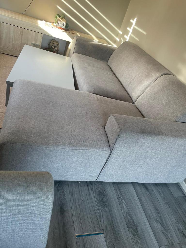 Grijze hoekbank, 250 tot 300 cm, Gebruikt, 100 tot 125 cm, Hoekbank