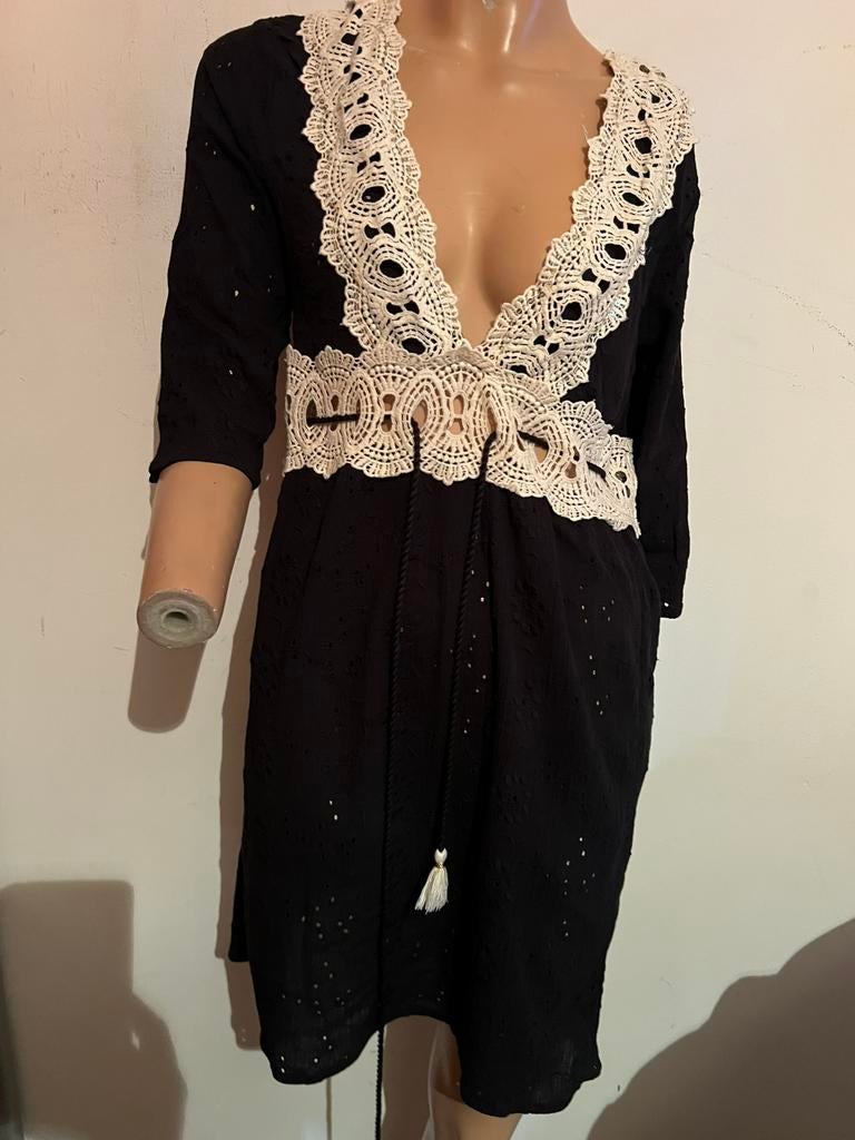 CALZEDONIA jurk met kant maat S  origineel ZGAN, G, Zwart, B, T