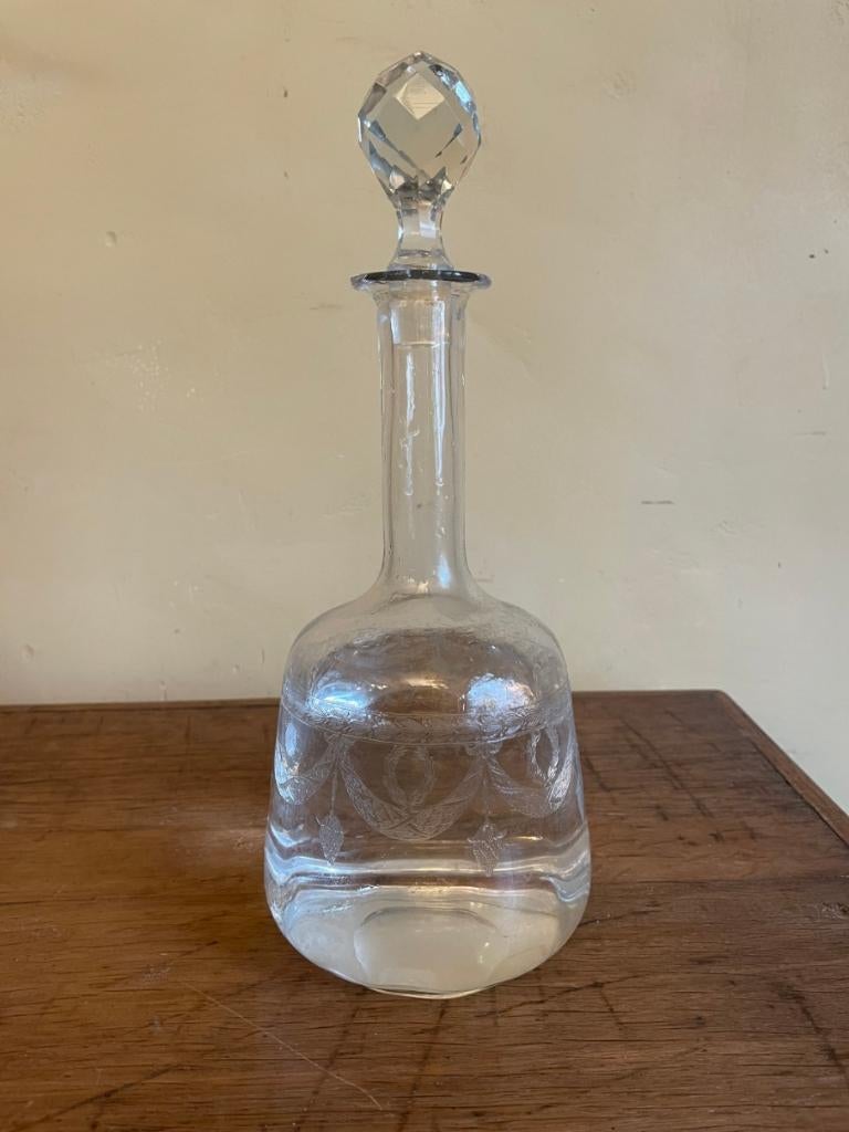 Schitterende Karaf gegraveerd Frans antiek, Ophalen of Verzenden